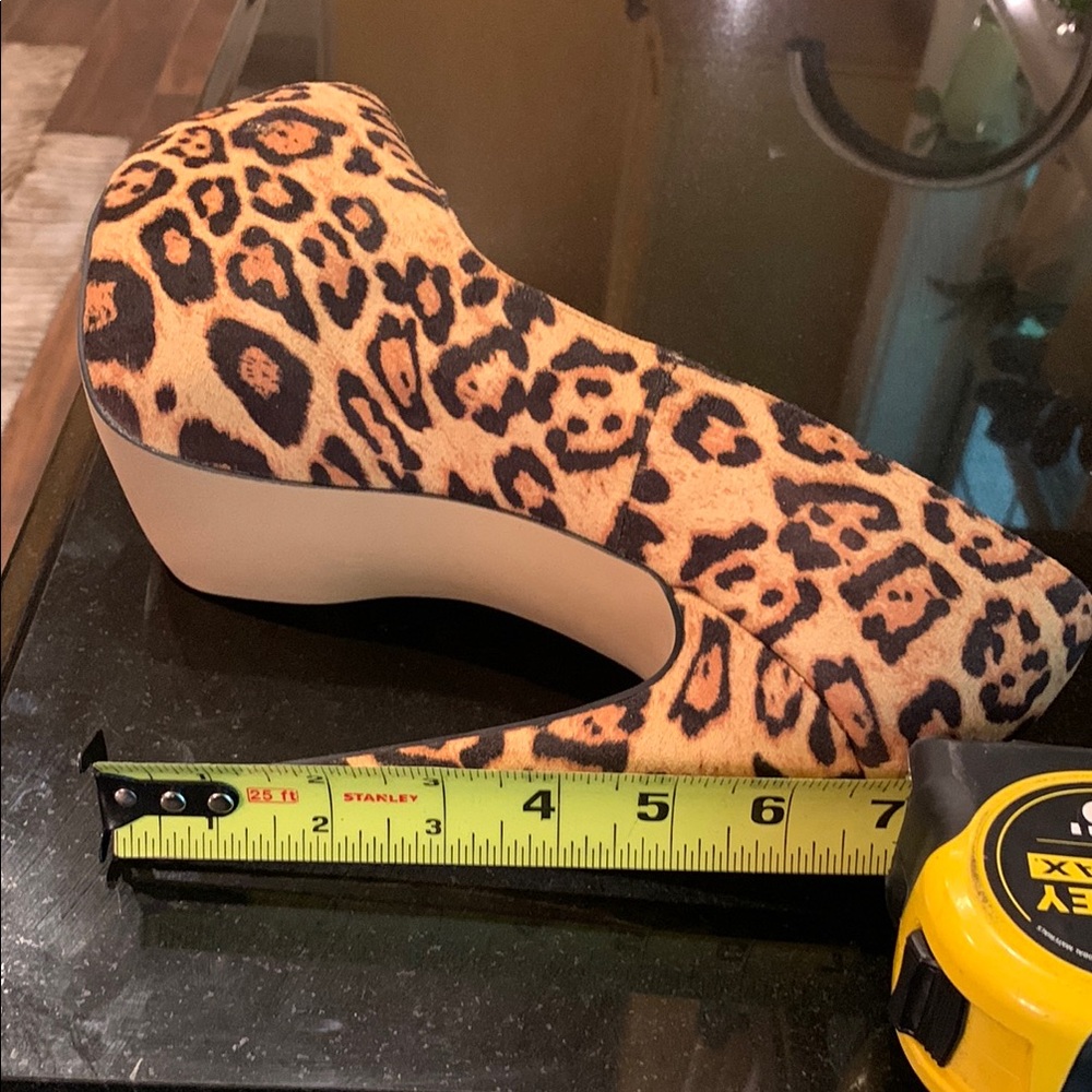 FSJ Brown and Black Heels with Bold Animal Print